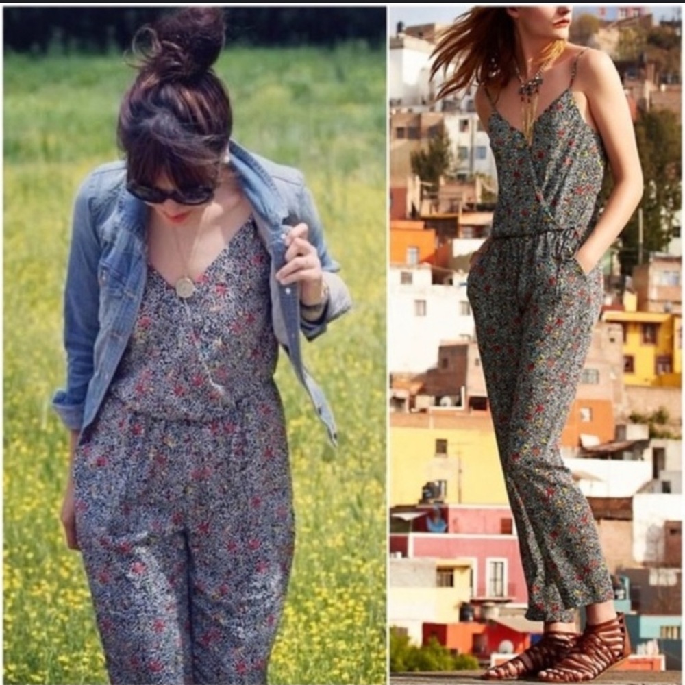 Anthropologie Elevenses Peonia Modern Straight Leg Jumpsuit size XS